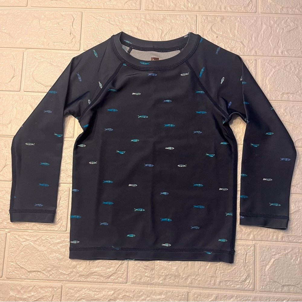 Tea Collection size 18-24 months Navy Kids Swim Rashguard with Fish Print